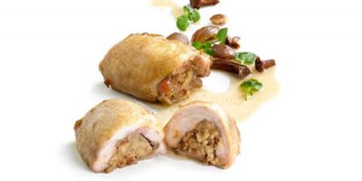 Fondant de Chapon farci aux girolles et marrons
